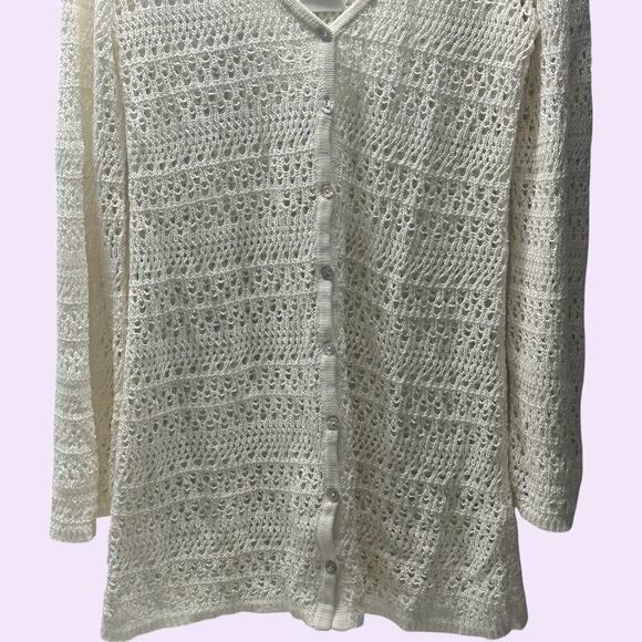 NWTs L*SPACE Sofia Cover-Up Button Down Cardigan in cream (L) - Picture 4 of 12